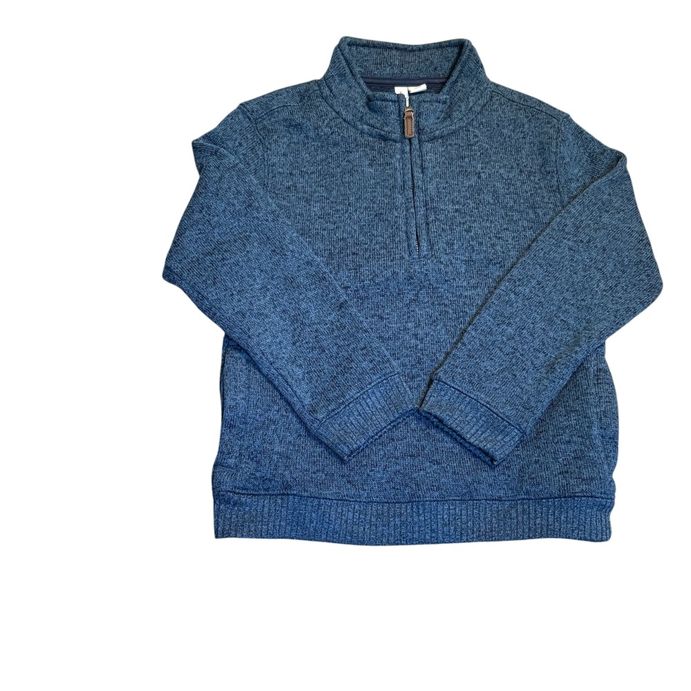 Janie and Jack Quarter Zip Sweater Kids Size 6 Blue Marl Knit Pullover Pockets‎